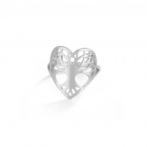 Titanium Steel Finger Ring Heart Vacuum Ion Plating fashion jewelry & Unisex & hollow 18.10mm Sold By PC