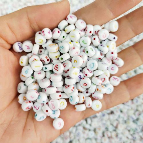 Acrylic Jewelry Beads, Flat Round, injection moulding, DIY, more colors for choice, 4x7mm, Approx 3600PCs/Bag, Sold By Bag