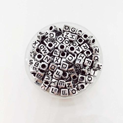Plated Acrylic Beads,  Square, DIY, more colors for choice, 6x6mm, Approx 3000PCs/Bag, Sold By Bag