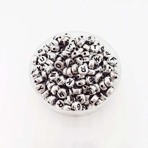 Plated Acrylic Beads, Flat Round, DIY, more colors for choice, 4x7mm, Approx 3600PCs/Bag, Sold By Bag