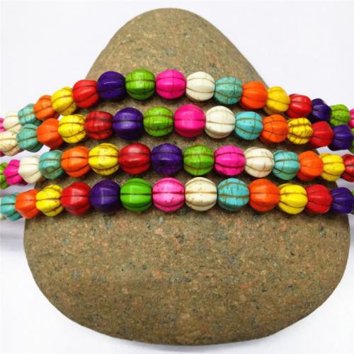 Turquoise Beads, Pumpkin, polished, DIY, mixed colors, 10mm, Approx 39PCs/Strand, Sold By Strand