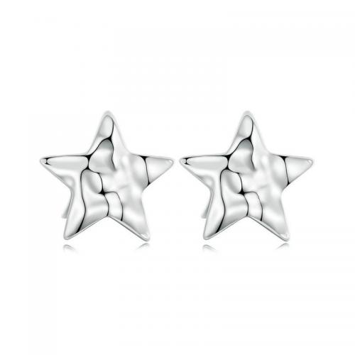 925 Sterling Silver Stud Earrings Star platinum plated fashion jewelry & for woman nickel lead & cadmium free Sold By Pair
