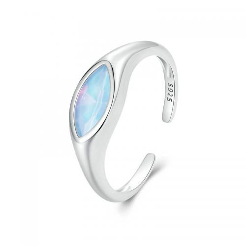 Ezüst ékszer Finger Ring, 925 ezüst, -val Üveg, platinával bevont, divat ékszerek & a nő, nikkel, ólom és kadmium mentes, 1.90mm, Által értékesített PC