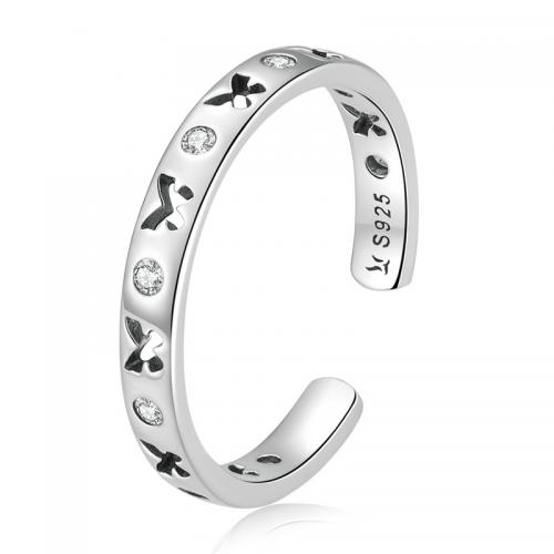 Cyrkonia mikro utorować pierścionki srebrne, 925 Srebro, biżuteria moda & mikro utorować cyrkonia & dla kobiety, bez zawartości niklu, ołowiu i kadmu, 3mm, sprzedane przez PC