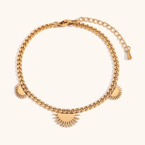 Stainless Steel Jewelry Bracelet 316L Stainless Steel with 5cm extender chain 18K gold plated fashion jewelry & for woman golden Sold Per Approx 17 cm Strand