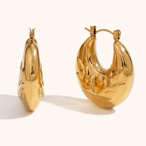 Acier inoxydable Levier Retour Earring, acier inoxydable 316L, Plaqué or 18K, bijoux de mode & pour femme, doré, 30x26mm, Vendu par paire
