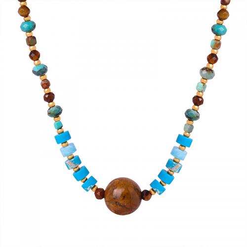 Titan stål halsband, med Natursten & Agat, med 7cm extender kedja, mode smycken & för kvinna, 10mm, Längd Ca 38 cm, Säljs av PC