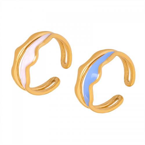 Пальцевидное Кольцо Титановой Стали, титан, ювелирные изделия моды & Женский & эмаль, Много цветов для выбора, inner diameter 17mm, width 10mm, размер:7, продается PC
