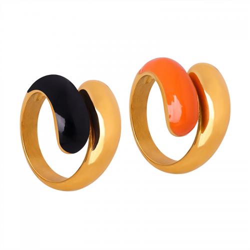 Titan Edelstahl Ringe, Titanstahl, Modeschmuck & für Frau & Emaille, keine, inner diameter 17mm, width 15mm, Größe:7, verkauft von PC