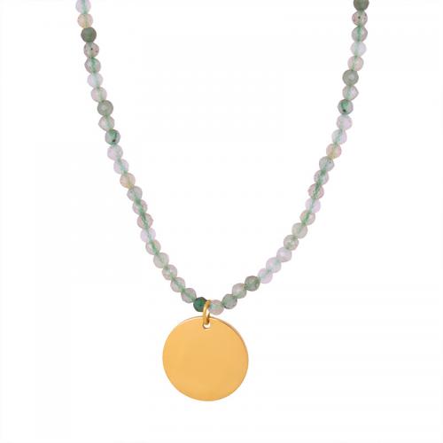 Titanstahl Halskette, mit Naturstein, mit Verlängerungskettchen von 7cm, Modeschmuck & für Frau, 13mm, Länge ca. 40 cm, verkauft von PC