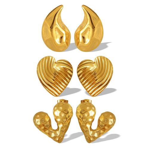 Titan Stahl Ohrring, Titanstahl, Modeschmuck & verschiedene Stile für Wahl & für Frau, goldfarben, verkauft von Paar