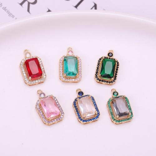 Crystal Pendants with Brass Square gold color plated DIY Sold By PC