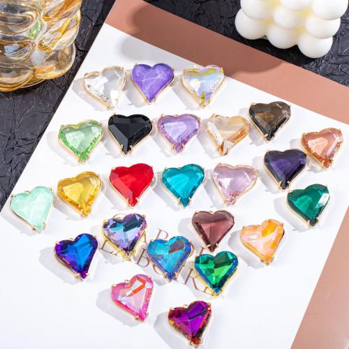 Crystal Privjesci, Kristal, s Mesing, Srce, zlatna boja pozlaćen, možete DIY, više boja za izbor, 27x28mm, Prodano By PC