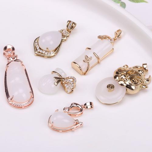 Brass Jewelry Pendants, with Glass, plated, Different Shape for Choice & DIY, more colors for choice, nickel, lead & cadmium free, 10PCs/Bag, Sold By Bag