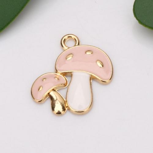 Tibetan Style Enamel Pendants, mushroom, gold color plated, DIY, more colors for choice, nickel, lead & cadmium free, 15x17mm, 20PCs/Bag, Sold By Bag