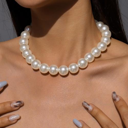 Zinklegierung Schmuck Halskette, mit Kunststoff Perlen, plattiert, Modeschmuck & verschiedene Stile für Wahl & für Frau, keine, frei von Nickel, Blei & Kadmium, verkauft von PC