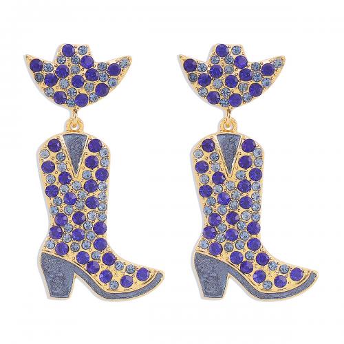 Tibetan Style Drop Earrings, Shoes, plated, fashion jewelry & for woman & with rhinestone, more colors for choice, nickel, lead & cadmium free, 30x60mm, Sold By Pair