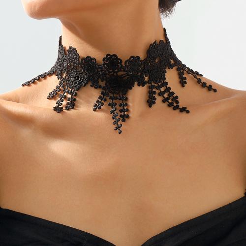 Iron Necklaces with Lace Flower plated fashion jewelry & for woman black nickel lead & cadmium free Sold By PC