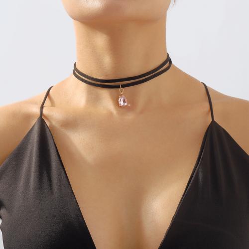 Zinklegierung Schmuck Halskette, mit Baumwollsamt, Tropfen, plattiert, Modeschmuck & für Frau, keine, frei von Nickel, Blei & Kadmium, verkauft von PC