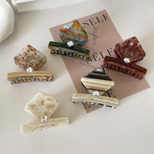 Hair Claw Clips, Acetate, with Tibetan Style, fashion jewelry & micro pave cubic zirconia, more colors for choice, 60x45mm, Sold By PC