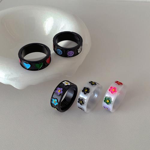 Resin Finger Ring, fashion jewelry & enamel, more colors for choice, Ring inner diameter:17mm, Sold By PC