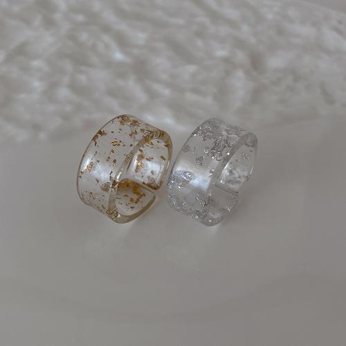 Resina anillo de dedo, con Hoja de oro, Joyería, más colores para la opción, Ring inner diameter:17mm, Vendido por UD