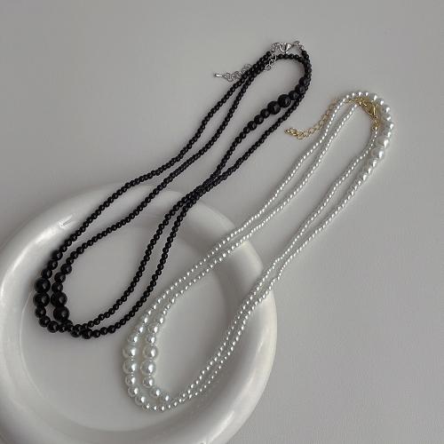 Collar de Aleación de Zinc, perlas de resina, con aleación de zinc, con 5cm extender cadena, Joyería, más colores para la opción, longitud:95.5 cm, Vendido por UD
