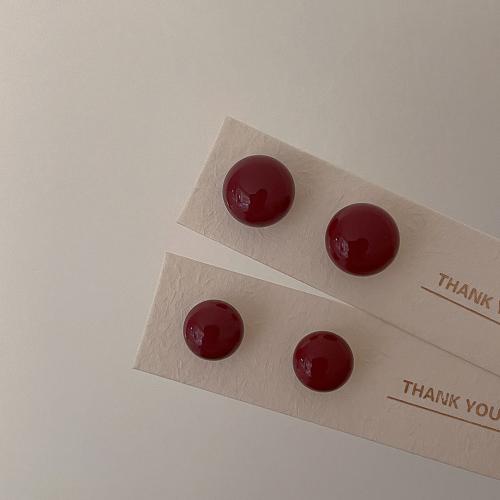 Brass Stud Earring with Resin Pearl Round plated fashion jewelry red nickel lead & cadmium free Sold By Pair