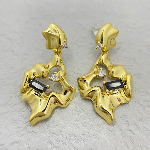 Brass Stud Earring, plated, fashion jewelry & for woman & with rhinestone, more colors for choice, nickel, lead & cadmium free, 38x20mm, Sold By Pair
