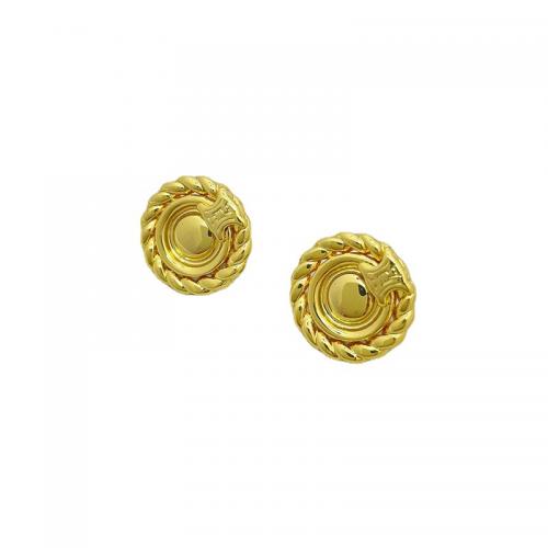 Brass Stud Earring Round 18K gold plated fashion jewelry & for woman nickel lead & cadmium free Sold By Pair