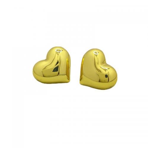 Messing oorbelknoppen, Hart, 18K verguld, mode sieraden & voor vrouw, nikkel, lood en cadmium vrij, 15x18mm, Verkocht door pair