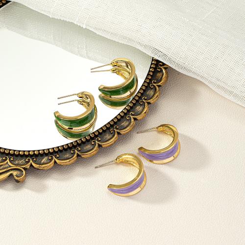 Brass Stud Earring Zinc Alloy 18K gold plated fashion jewelry & for woman & enamel nickel lead & cadmium free Sold By Pair