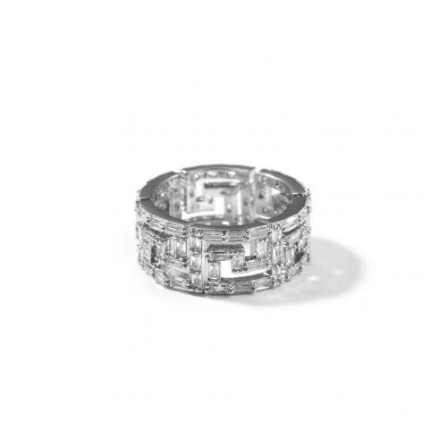 Cubique anneau en laiton Circonia Micro Pave, bijoux de mode & pavé de micro zircon & pour homme & creux, argent, protéger l'environnement, sans nickel, plomb et cadmium, wide:8.8mm, Taille:7, Vendu par PC