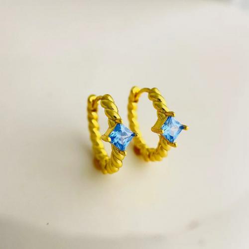 Befestiger Zirkonia Messing Ohrring, 18K vergoldet, Modeschmuck & Micro pave Zirkonia & für Frau, keine, frei von Nickel, Blei & Kadmium, 15mm, verkauft von Paar
