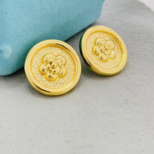 Brass Stud Earring Round 18K gold plated fashion jewelry & for woman nickel lead & cadmium free Sold By Pair