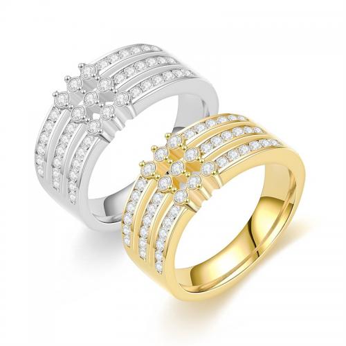 Titanium Čelik Finger Ring, pozlaćen, modni nakit & bez spolne razlike & različite veličine za izbor & micro utrti kubni cirkonij, više boja za izbor, nikal, olovo i kadmij besplatno, Prodano By PC