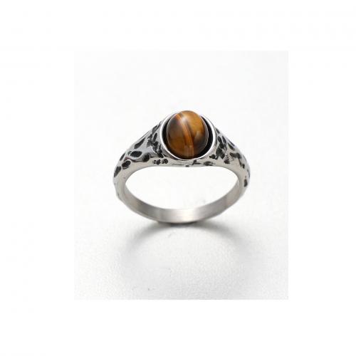 Titanium Čelik Finger Ring, s Dragi kamen, pozlaćen, modni nakit & različite veličine za izbor & za čovjeka, više boja za izbor, nikal, olovo i kadmij besplatno, Prodano By PC