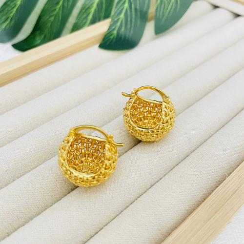Brass Leverback Earring, Basket, 18K gold plated, fashion jewelry & for woman, nickel, lead & cadmium free, 13x80mm, Sold By Pair