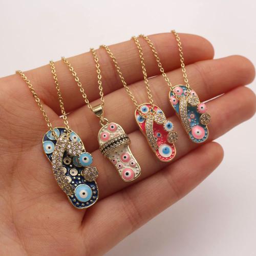 Evil Eye Jewelry Necklace, Brass, plated, different styles for choice & micro pave cubic zirconia & for woman & enamel, more colors for choice, Length:Approx 45 cm, Sold By PC