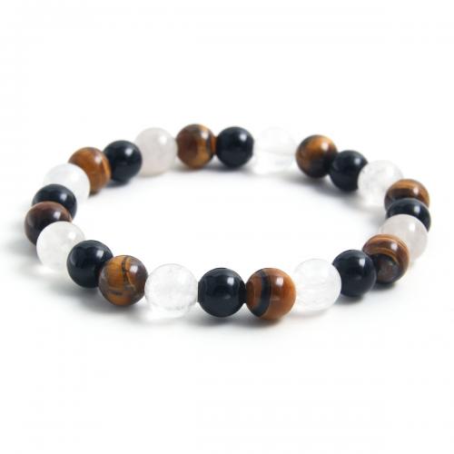 Gemstone Bracelets Obsidian with Moonstone & White Chalcedony Unisex mixed colors Length Approx 18 cm Sold By PC