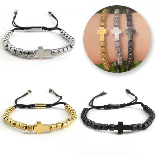 Stainless Steel Jewelry Bracelet, 304 Stainless Steel, with Wax Cord, with 6CM extender chain, plated, Unisex, more colors for choice, Length:Approx 18 cm, Sold By PC