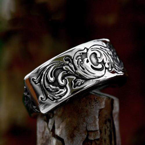 Titanium Steel Finger Ring, polished, vintage & different size for choice & for man & blacken, US Ring Size:7-13, Sold By PC