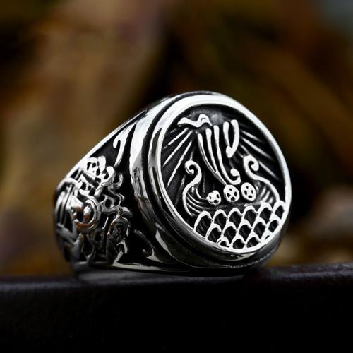 Titanium Čelik Finger Ring, uglađen, Berba & različite veličine za izbor & za čovjeka & pocrniti, izvorna boja, Veličina:7-13, Prodano By PC