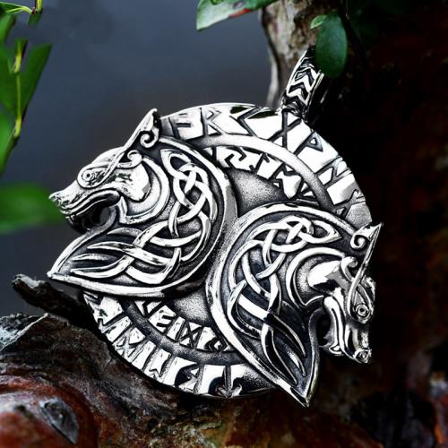 Stainless Steel Animal Pendants 304 Stainless Steel Wolf polished vintage & DIY & blacken original color Sold By PC