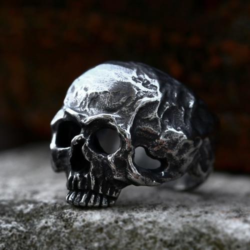 Titanium Steel Finger Ring, Skull, polished, vintage & different size for choice & for man & blacken, original color, US Ring Size:7-13, Sold By PC
