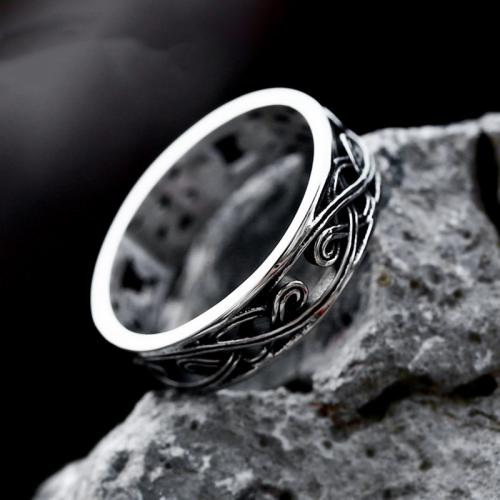 Titanium Čelik Finger Ring, uglađen, Berba & različite veličine za izbor & za čovjeka & pocrniti, izvorna boja, Veličina:7-13, Prodano By PC