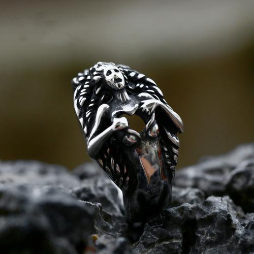 Partículas de acero anillo, personaje, pulido, Vintage & diverso tamaño para la opción & para hombre & ennegrezca, tamaño:7-13, Vendido por UD