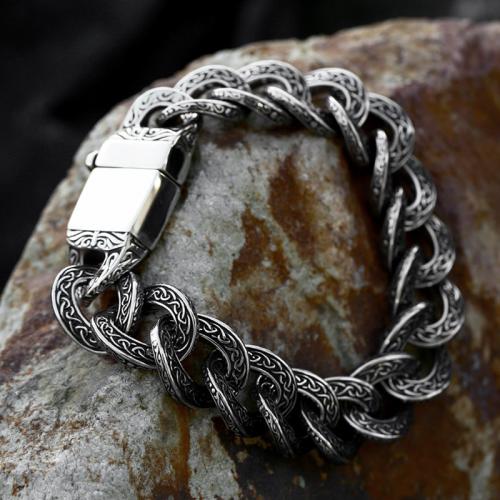 Titanium Steel Bracelet polished vintage & for man & blacken Sold By PC