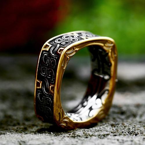 Titanium Steel Finger Ring, galvanizált, Vintage & különböző méretű a választás & az ember & megfeketedik, Méret:7-13, Által értékesített PC