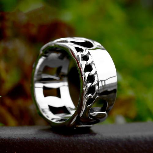 Titan Stål Finger Ring, polerad, olika storlek för val & för människan & ihålig, ursprungliga färgen, Storlek:7-13, Säljs av PC